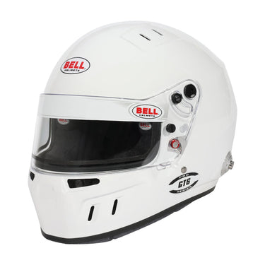 Bell GT6 Pro white racing helmet front angle view